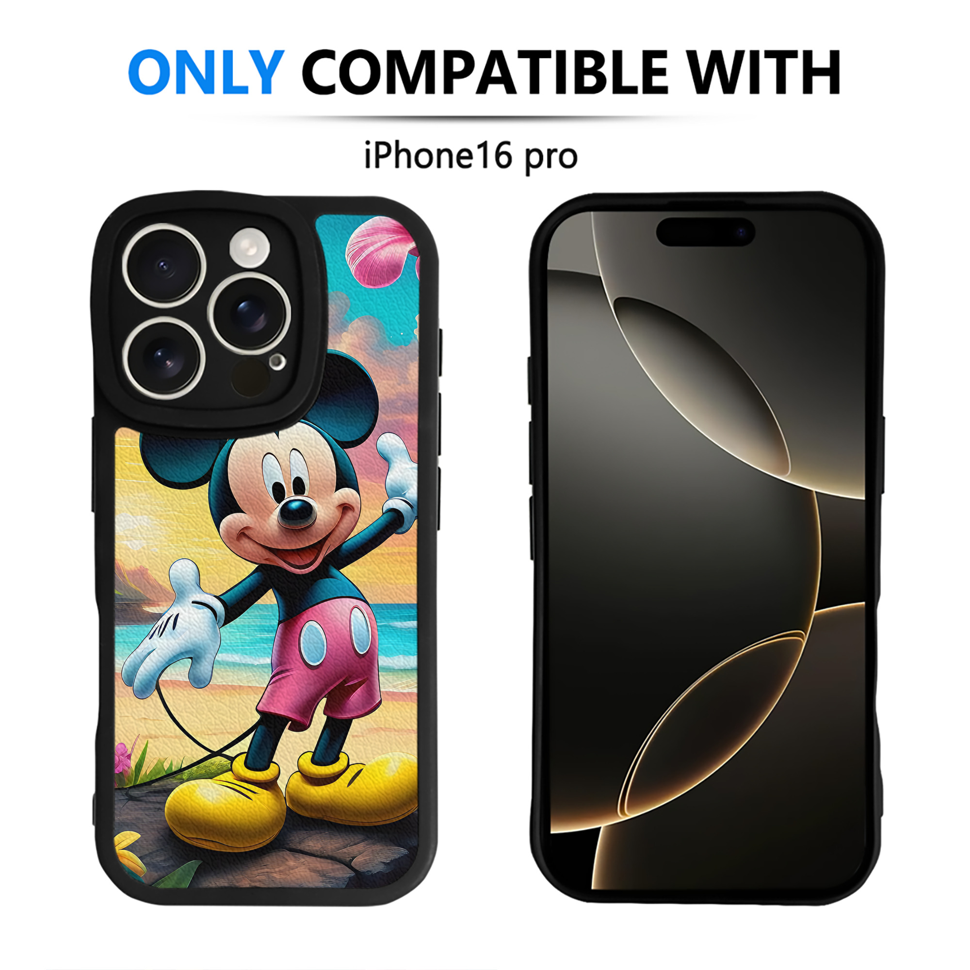 （画像用） ミッキーマウス Mickey Mouse 【iPhone 16シリーズ対応】シリコンスマホケース（レザー調） 材質：シリコン